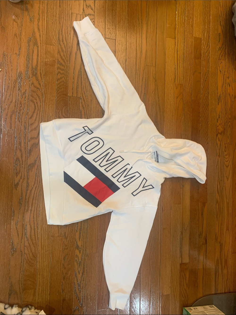 Tommy Hilfiger White Kids Hoodie with Flag Logo